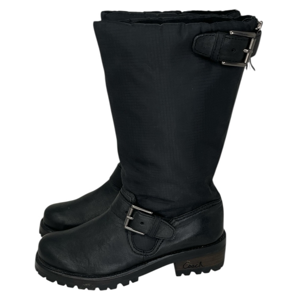 Coach Women's Black Boots Betsie Mid Calf Leather Nylon Lug Sole Size 6.5 - Picture 6 of 11